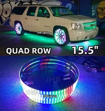 15.5"Quad Row Remote Bluetooth Dream CHASING FLOW LED Car Truck Wheel Rim Lights