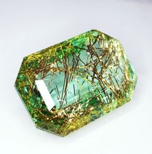 Natural Rutile Quartz 79 Ct Loose Gems Certified Transparent Octagon Cut A405