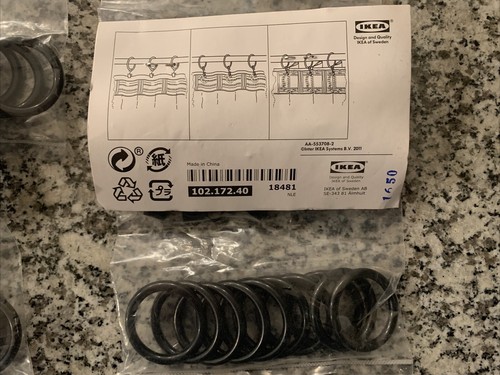 2 Pack Ikea SYRLIG 1" Curtain Ring Sets - Hooks and Clips 102.172.40 Black - 第 5/11 張圖片