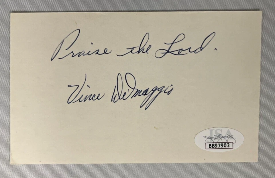 Vince DiMaggio Signed "Praise The Lord" Card JSA AUTO Pittsburgh Pirates w/LOA! - Image 2 of 4