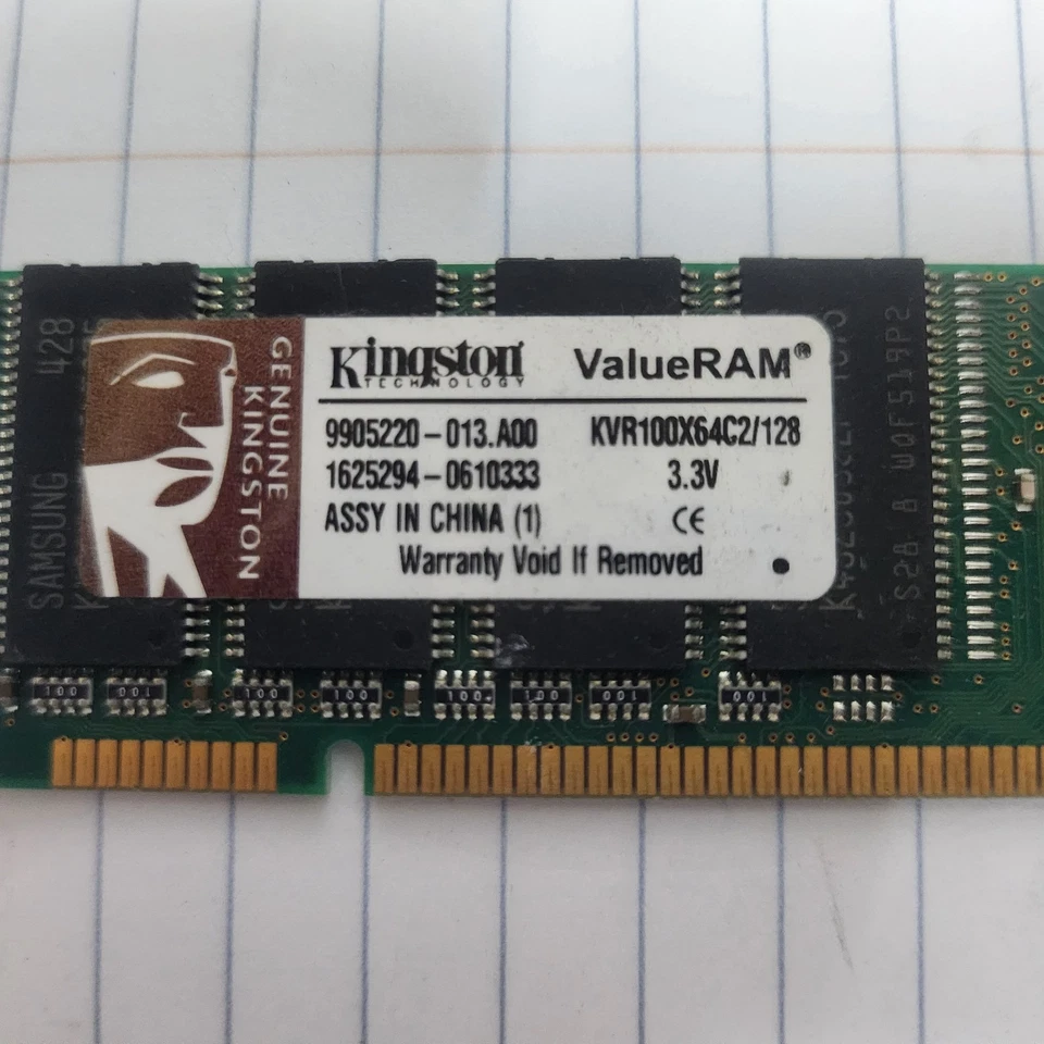 Kingston KVR100X64C2/128 128MB CL2 168-Pin PC100 DIMM desktop Memory Module - Image 2 of 2