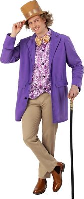 Herren Schokoladenfabrik Besitzer Kostüm Erwachsene Willy Wonka Kostüm M L XL