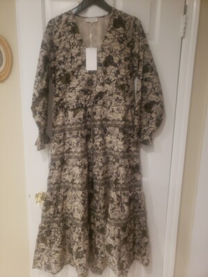 NWT CAROLINE CONSTAS Floral Paisley Long Sleeve Maxi Dress Sz S | eBay