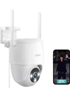Boifun 2K FHD Wifi Überwachungskamera, 3MP Home Outdoor Kamera 355° PTZ CCTV