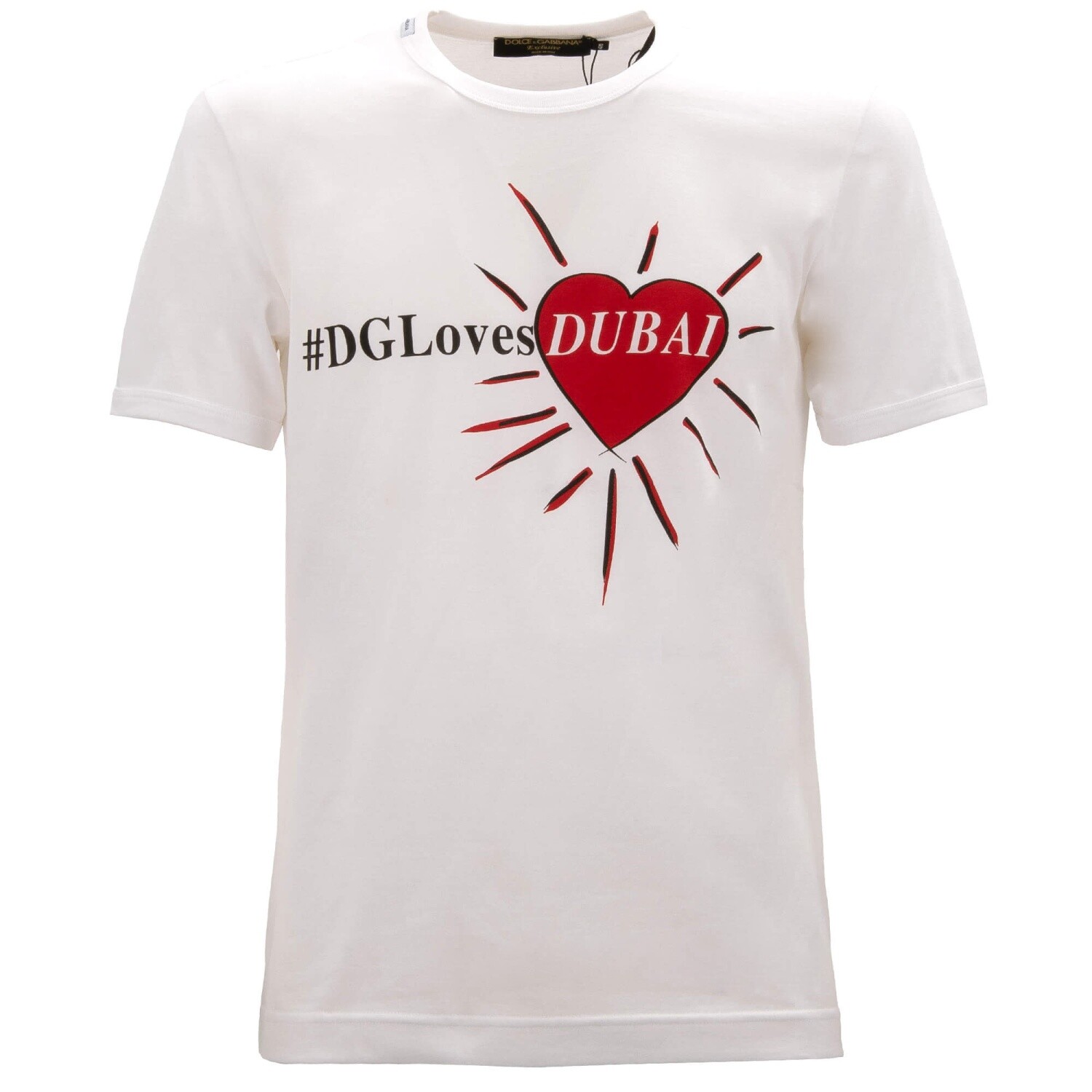 Хлопковая футболка DOLCE - GABBANA с логотипом DG Loves Dubai и принтом в виде сердца Белый красный 41190₽