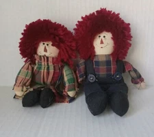 Raggedy Ann and Andy Cloth Dolls Vintage  Primative 6"