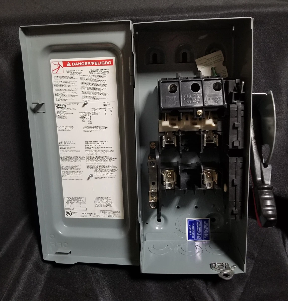 NEW Square D D222N Safety Switch 60 Amp 240 Vac Fused Phase, 52 OFF