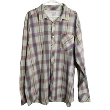 Horny Toad Men's Button Up Shirt Plaid Long Sleeve Organic Cotton Blue Red XXL