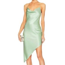 Alice + Olivia Harmony Asymmetrical Slip Dress in Light Sage Size 12 NWT