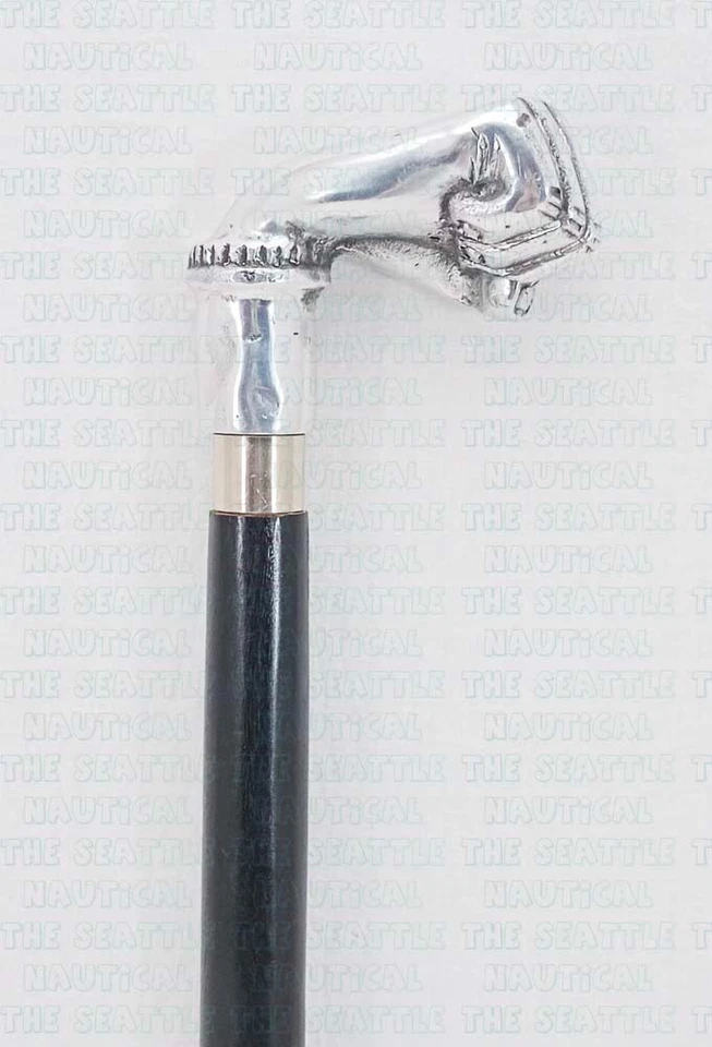 Bastón de mano de madera con mango de garra perforadora acabado cromado para regalo de Navidad Foto 3 de 4