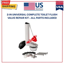 2‑in Universal Complete Toilet Flush Valve Repair Kit – All Parts Included