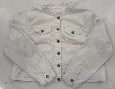 Draper James RSVP White Ruffle Trim Denim Jacket