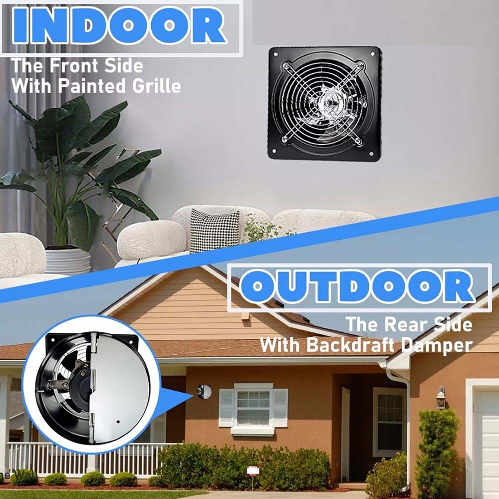 6" Black Exhaust Fan Small Fume Extractor Ventilation Fan for Shop Chicken Coop