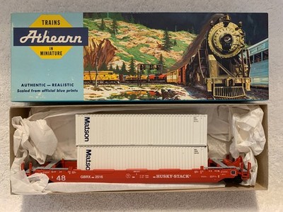Athearn #5903 HO Scale Greenbrier Gunderson Husky Stack w/ Matson Containers #48
