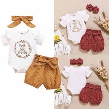 Baby Girls Outfit Summer Short Sleeve Romper Polka Dots Shorts Outfits Ruffle