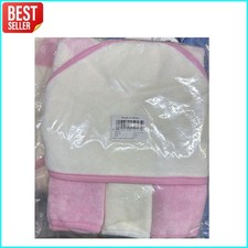 Kids Girls Hooded Bath Towel Pink White Soft Absorbent One Size