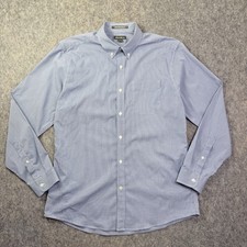Eddie Bauer Shirt Sz L Blue Check Wrinkle Free Classic Fit Long Sleeve Button Up