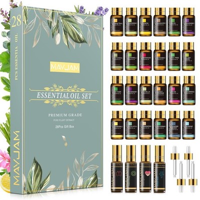 MAYJAM Ätherische Öle Set 28Pcs Naturrein Reine Aromatherapie Duftöl Geschenkset