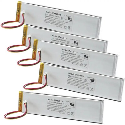 5x LiPo Polymer-Akku/Lithium-Batterie mit NTC, 3,6V/1650mAh 5,94Wh 118x29x4,3mm