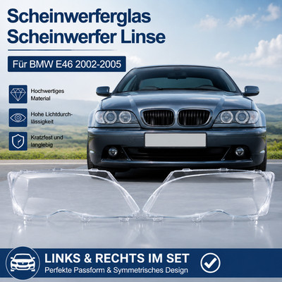 2x Klar Scheinwerferglas Scheinwerfer Linse Für BMW 3ER E46 4-Tür 2002-2005