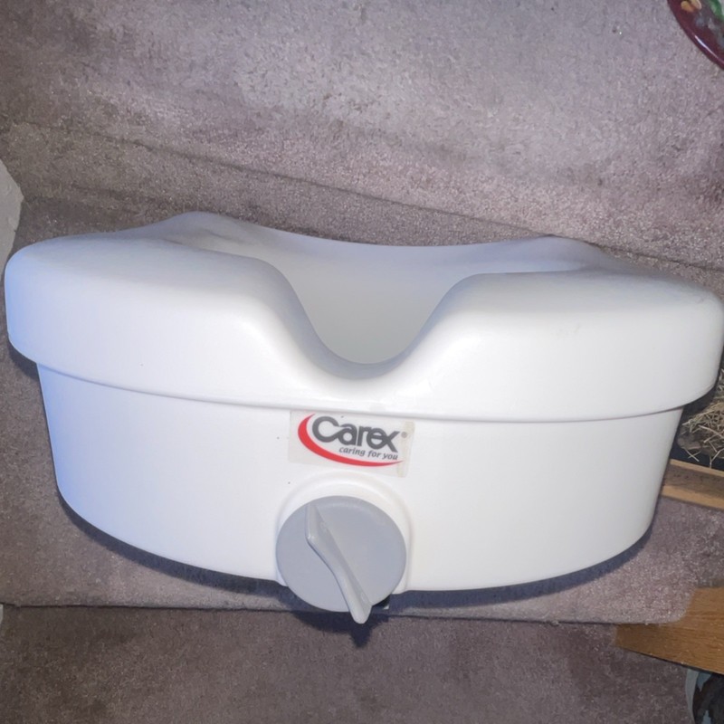 Carex Elevated Toilet Seat Portable Tool Free Assembly White Plastic