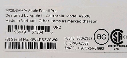 100% ORIGINAL Apple Pencil Pro White MX2D3AM/A - A2538 - EXCELLENT - 第 3/7 張圖片
