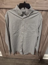 Men’s Chaps Long Sleeve Button Collar Black And White Size Large