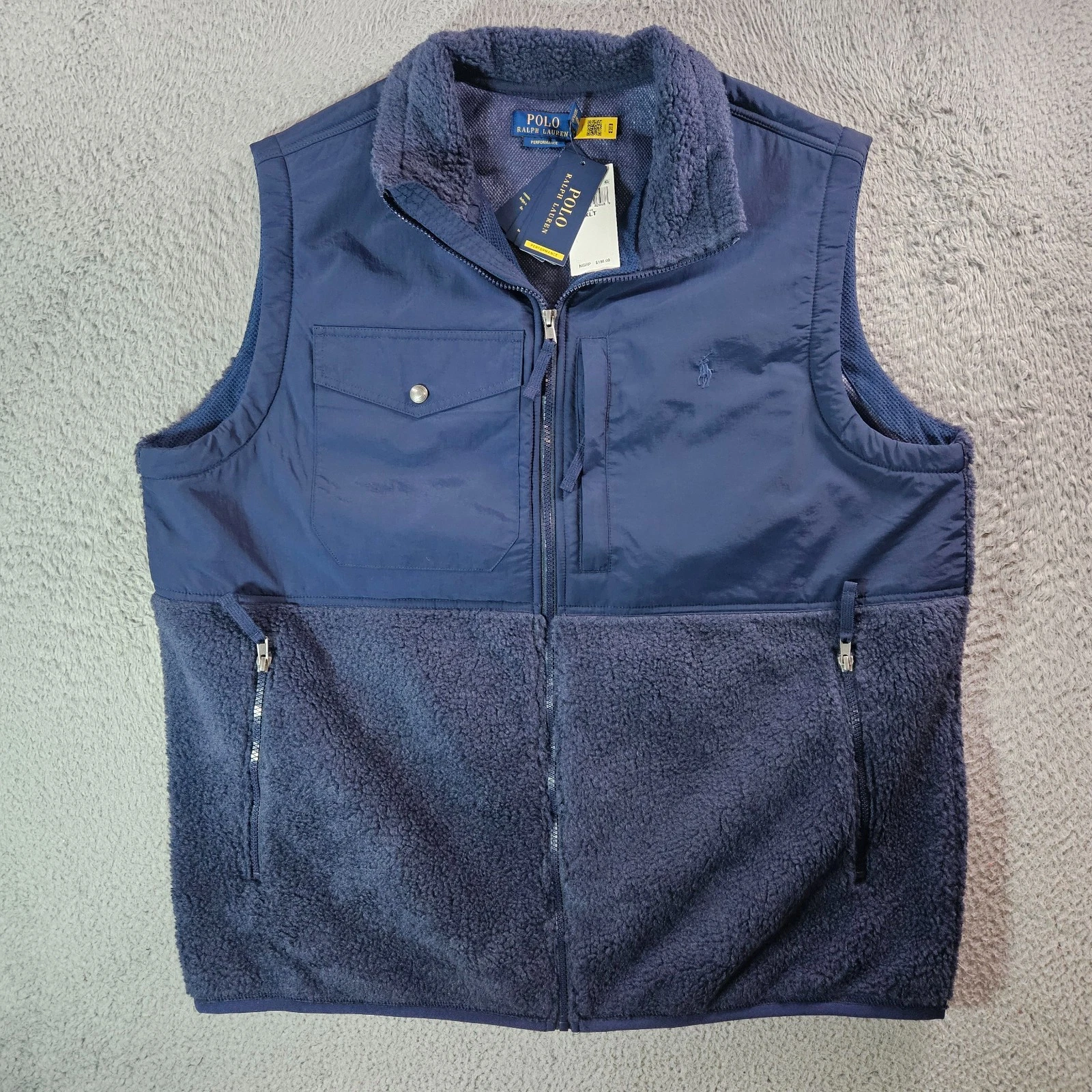$198 NEW Polo Ralph Lauren Vest Men XLT Tall Performance Full Zip Classic Navy