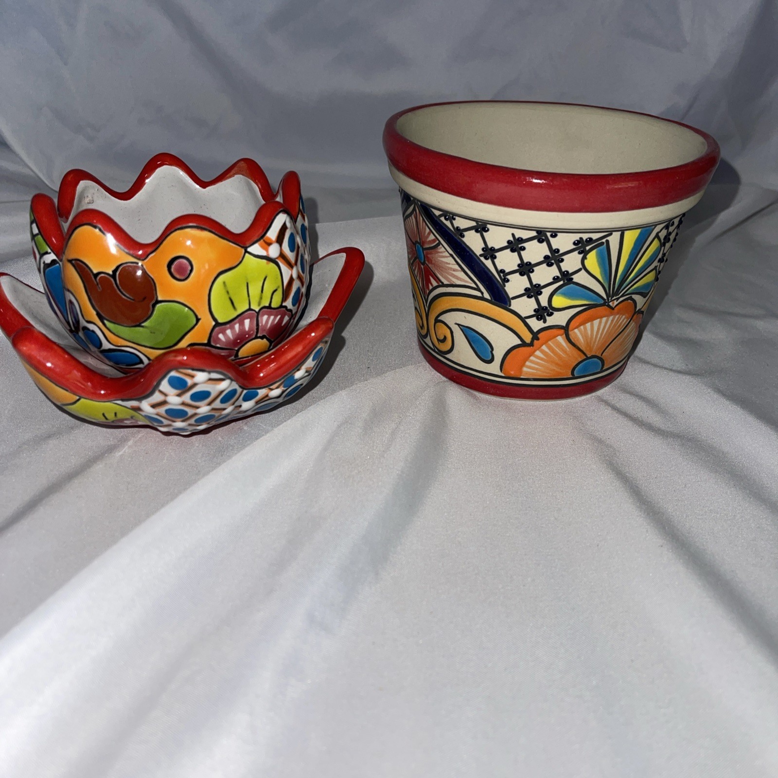 Handmade Ceramic Pot Planter Talavera Planter Pot Mexican Pottery Set New