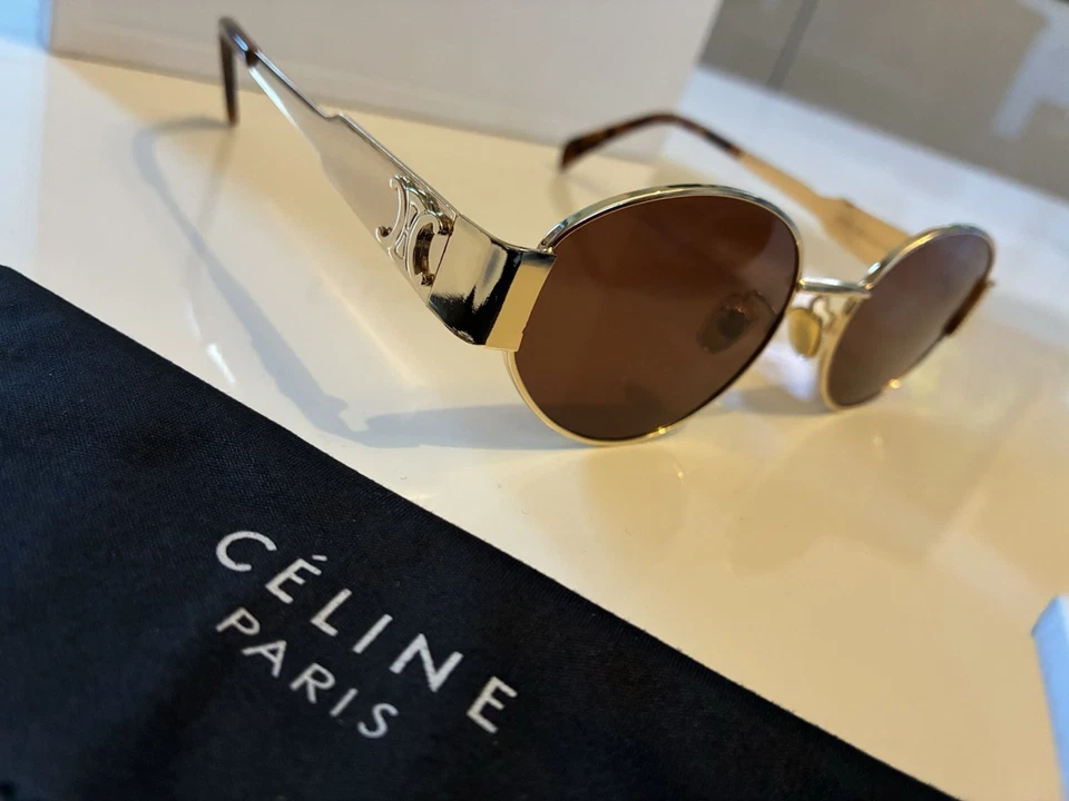 Lunettes De Soleil Celine Triomphe verre de monture marron Neuve / - Photo 4/4