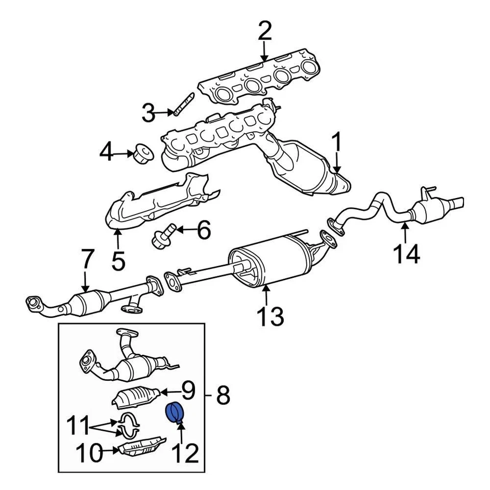 For Toyota 4Runner 2003-2009 Toyota 9008046121 Exhaust Tail Pipe Clamp Foto 3 de 4