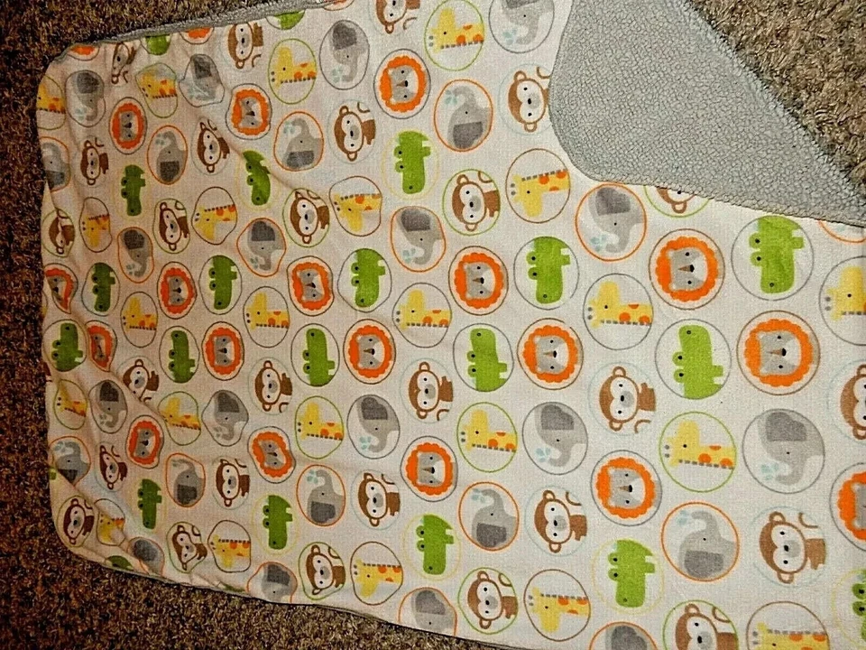 7C!¡GUAU! CIRCO Safari Jungle Zoo Jirafa Mono Terciopelo Sherpa Bebé Cuna Manta Foto 4 de 4