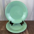Set of 2 Homer Laughlin Sea Mint Green Fiesta Classic Rim 10.5" Dinner Plates