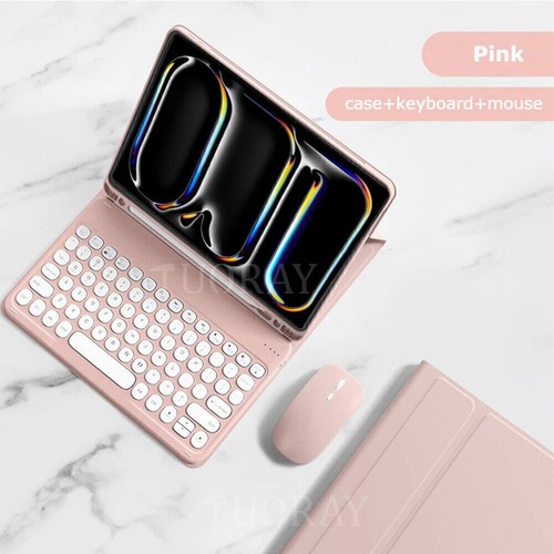 Round Keyboard Smart Case Cover For iPad 5/6/7/8/9/10th Gen Air 3 4 5 6 Pro 11 - Picture 23 of 61