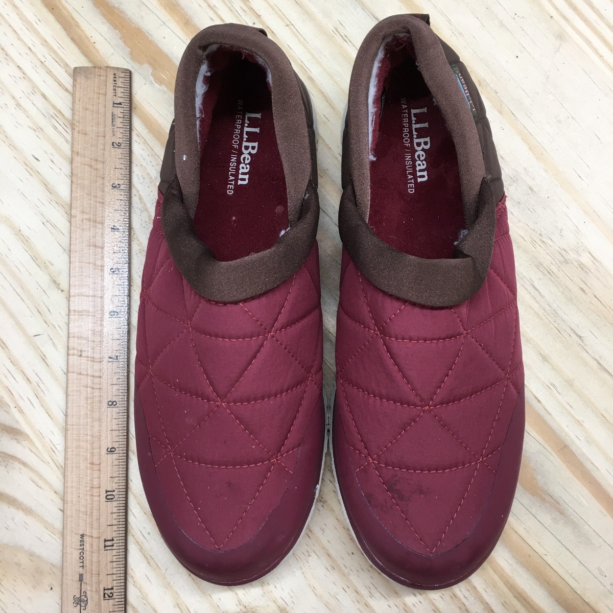 LL Bean Slip On Shoe Women 9M Burgundy Brown Quilted  display picture 1