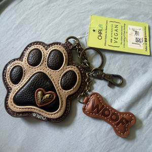 Chala Paw Print Faux Leather Detachable Key Fob Keychain Brown/Black/Beige