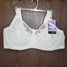 Bali Bra 42D Flower Comfort-U White DF0180 Underwire New With Tags