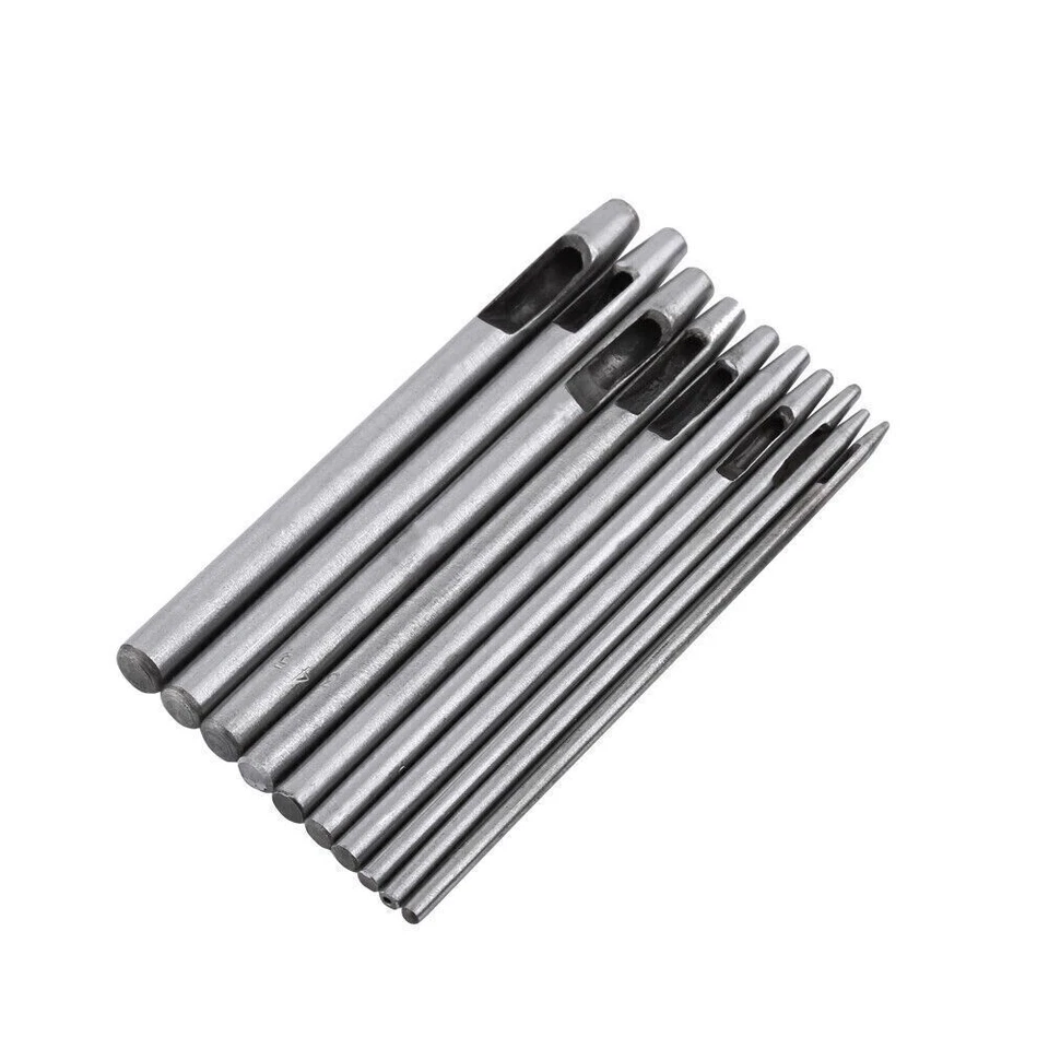 Juego de 10 piezas de herramientas de cuero perforador hueco perforador agujero artesanal para cinturón artesanal de cuero Foto 2 de 4