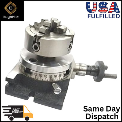 Rotary Table With 70 mm 4 Jaw Independent Chuck and back Plate