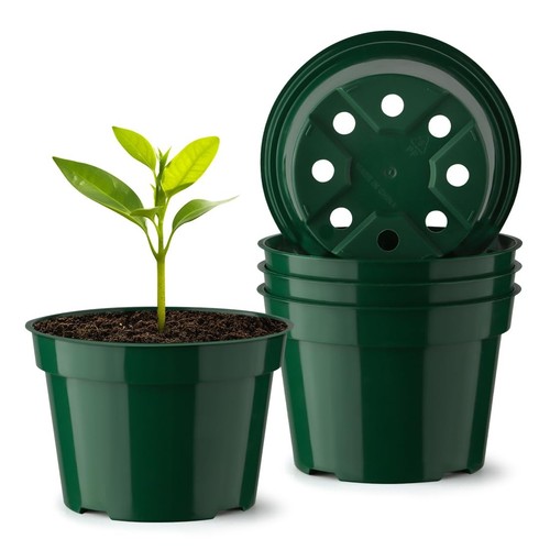 5 Pack 4 Inch Plastic Plant Pots, Thickened Sturdy Nursery Pots, Seed Starter...