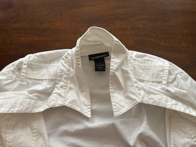 Lane Bryant White Button-Up Shirt Size 18 with 97% Cotton 3% Spandex