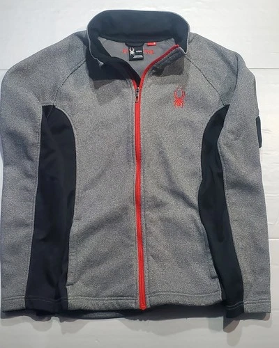 Spyder MENS/BOYS full-zip performance jacket (gray/black red accents) MEDIUM - product listing photo