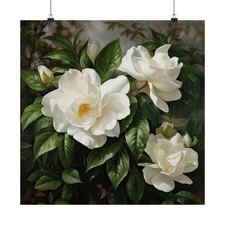 White Gardenias Flower Art Print, White Flower Painting, Flower Décor 02