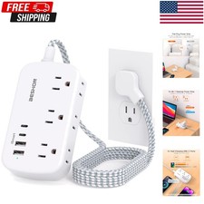 Power Strip with Multi Outlet USB C Charger 5 FT Extension Cord Flat Plug