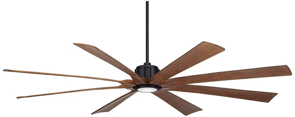 80" Defender Modern Indoor Outdoor Ceiling Fan with LED Light Remote Black Koa - Image 2 of 4