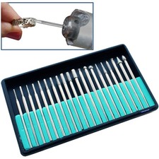 Diamond Burs 20 pc Set 3/32 Shank Diamond Coated Lapidary Bits Rotary Points