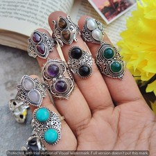 Moonstone & More Gemstone Ring 25pcs Wholesale Lots 925 Silver Plated Jewelry