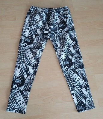 Hose Stoffhose Freizeithose Sommerhose Schwarz Weiß Mit Musterung Damen M