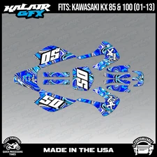 Kalair GFX Graphics Kit for  Kawasaki KX85 KX100 (2001-2013)  Snagged Blue