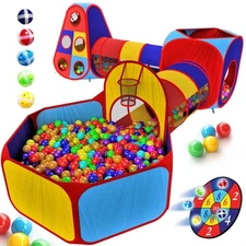 5pc Kids' Play Tents & Tunnels - Ball Pit for Toddlers, Basketball Hoop, Craw...